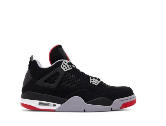 NIKE Air Jordan 4 Retro Bred Sneakers Black/Fire Red Cement Sz 12 308497-060 main image 5